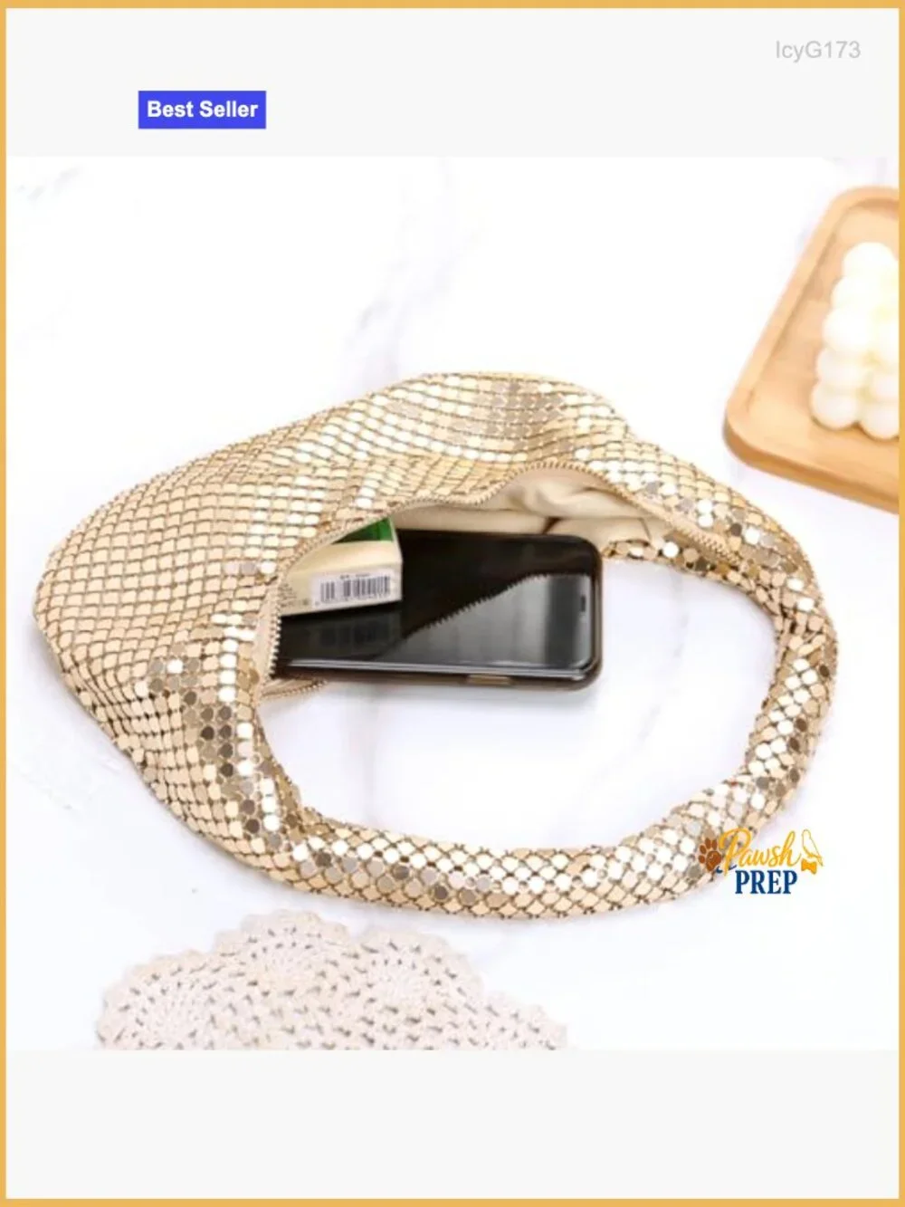 Metallic Moon-Shaped Hobo Bag for Evening Events
